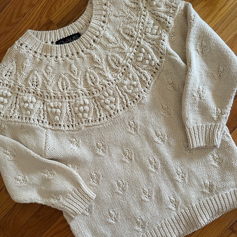 Chaus vintage Cream Textured Knit Sweater